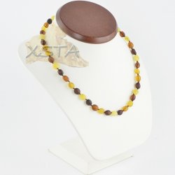 Raw Amber necklace multicolour olive